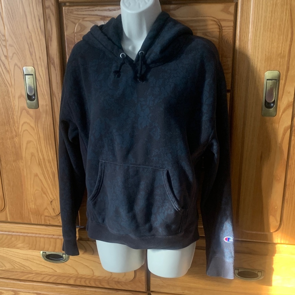 Champion Dark Hoodie with Floral Design back to school